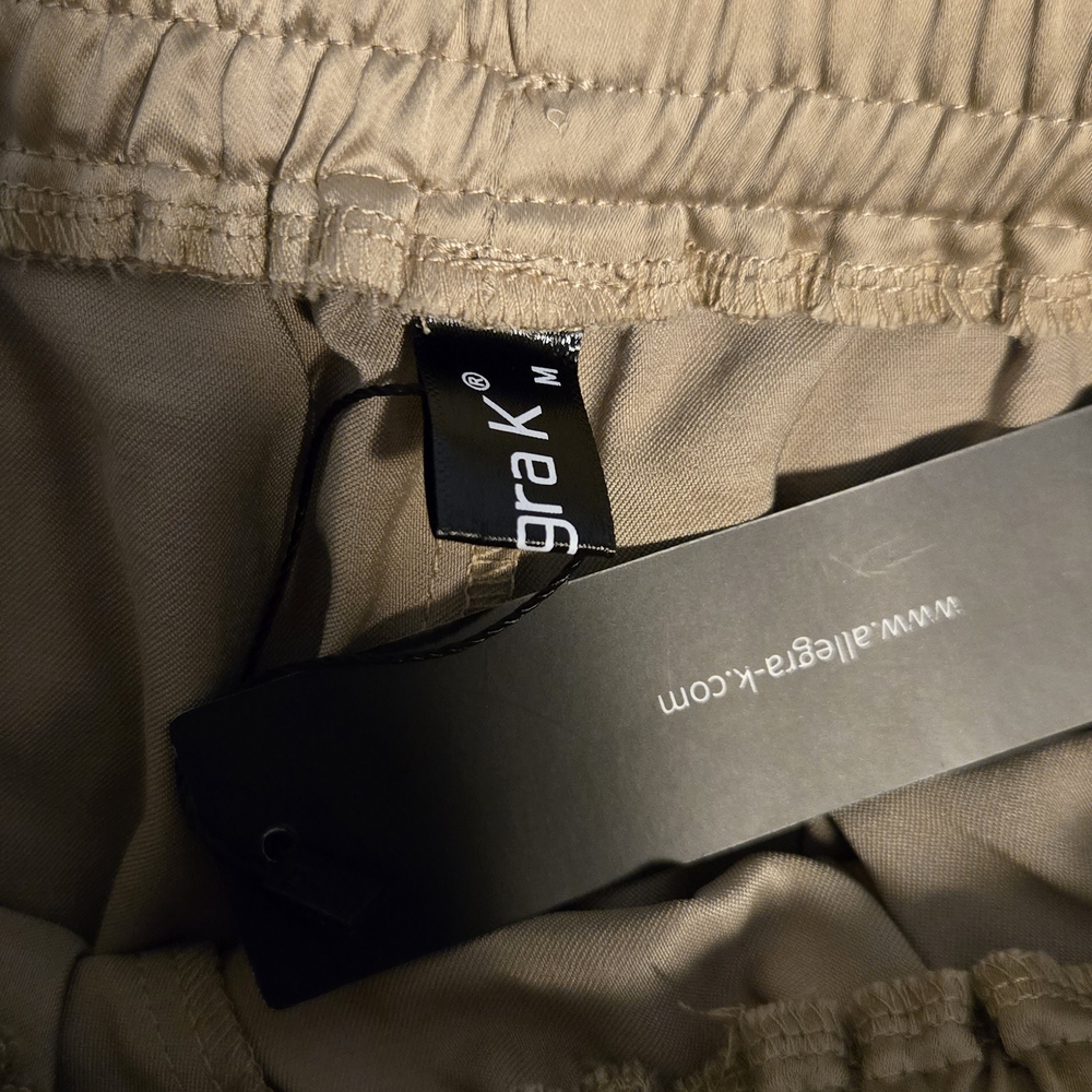 Allegra K Tan Satin Jogger Pants - Picture 3 of 3